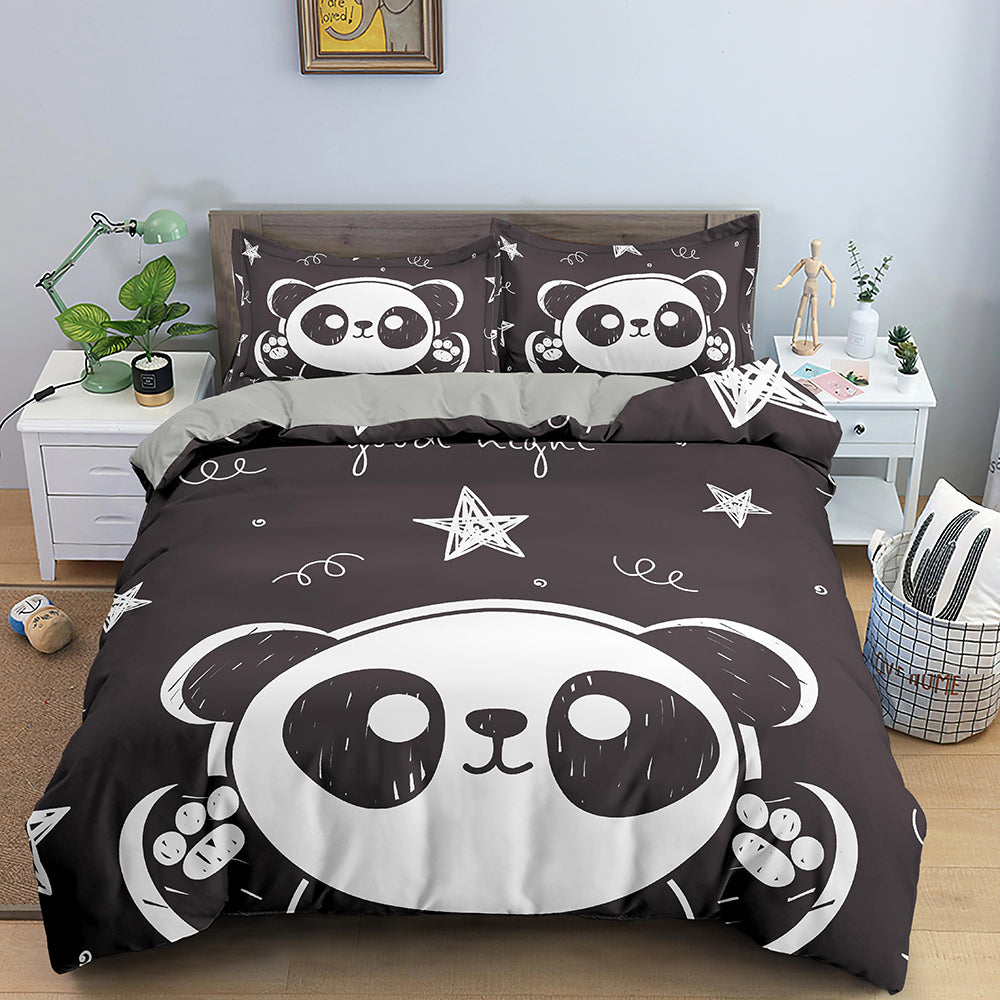 3D Cartoon Animation Bear Bedding Quilt Cover Digital Three-piece Set Pi-Mart