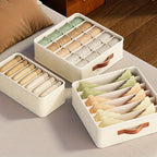 [Popular Choice] 1pc Beige Foldable Drawer Organizer with Rose Golden Handles - Stackable Fabric Storage Bin for Socks, Underwear, Bras, Ties & Accessories - Contemporary Closet Organization Solution, Closet Organizers And St Lootquake LLC