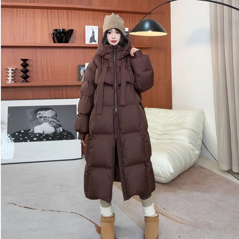 Padded Down Jacket Female Long Below The Knee Pi-Mart