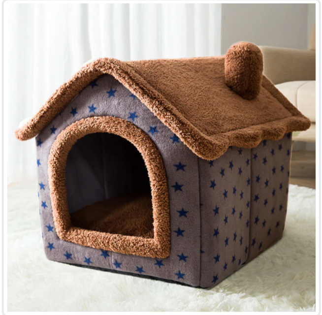 Foldable Dog House Pet Cat Bed Winter Dog Villa Sleep Kennel Removable Nest Warm Enclosed Cave Sofa Pets Supplies Pi-Mart