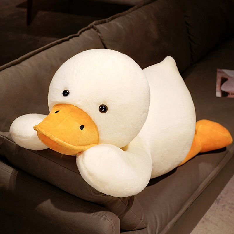 Lying Big White Duck Feather Plush Toy Soft And Adorable Pillow Pi-Mart