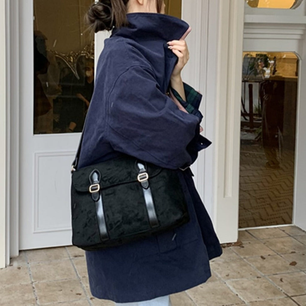 Mailman bag female, suede retro matte crossbody, shoulder crossbody bag - SJB-DIAMOND ELITES