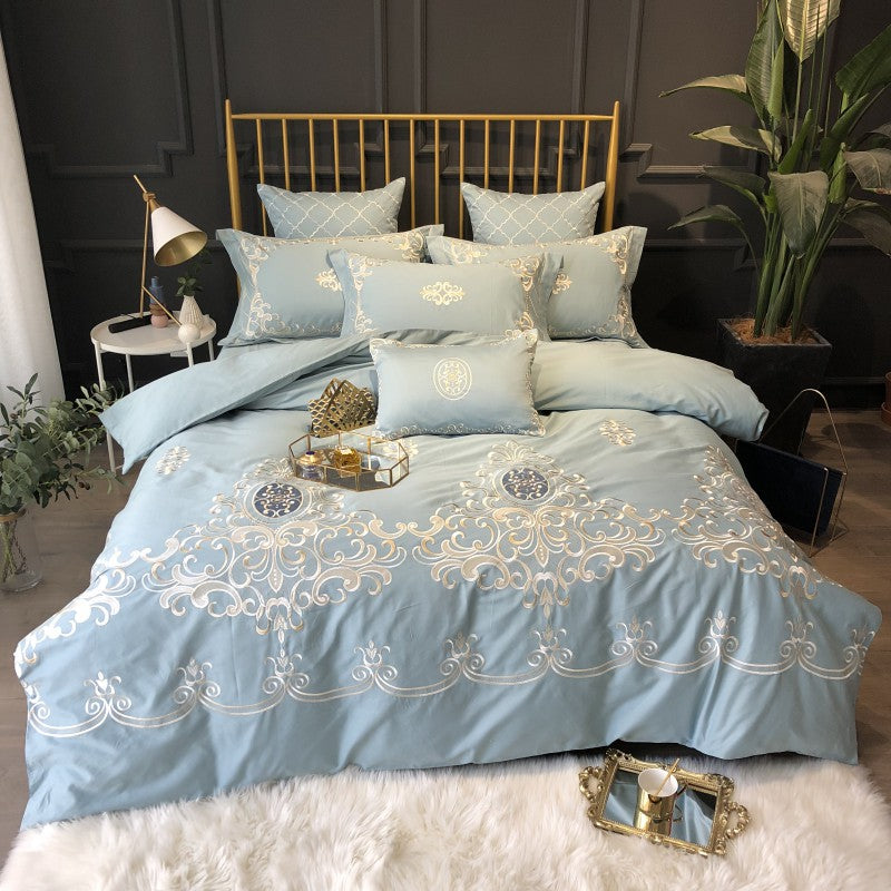 Bed Sheet Duvet Cover Simple Embroidery Four-piece Pure Cotton Pi-Mart
