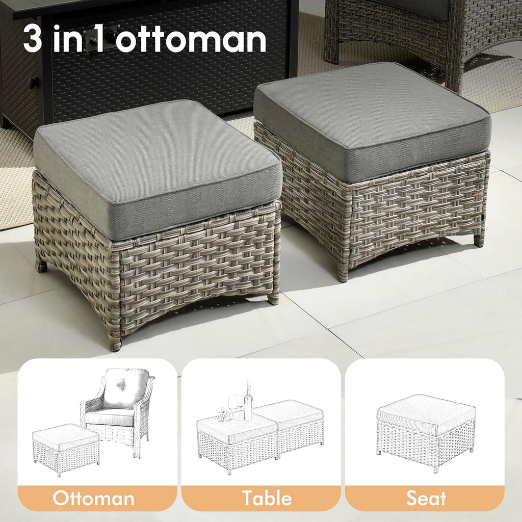 Outdoor Patio Furniture Set with Fire Pit and Ottomans Lootquake LLC