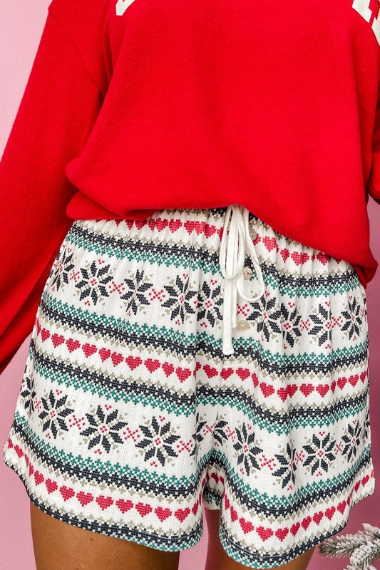 Christmas SLEIGH Top and Snowflake Shorts Set THRIXINE