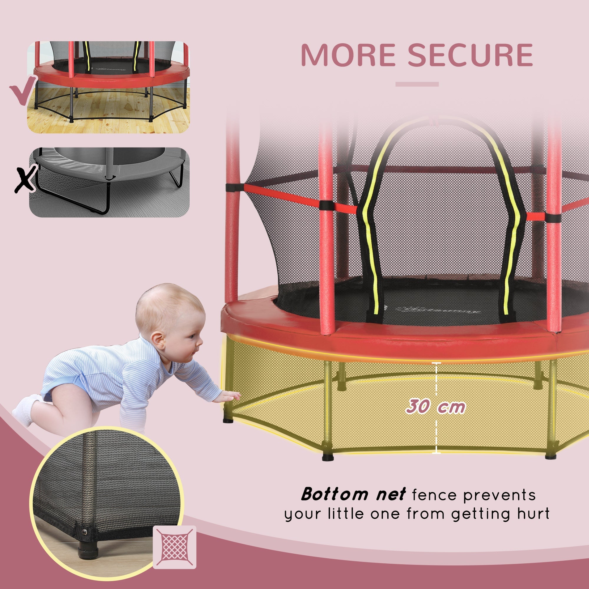 5FT Kids Trampoline with Enclosure Net for Age 3 to 6 Years Pi-Mart