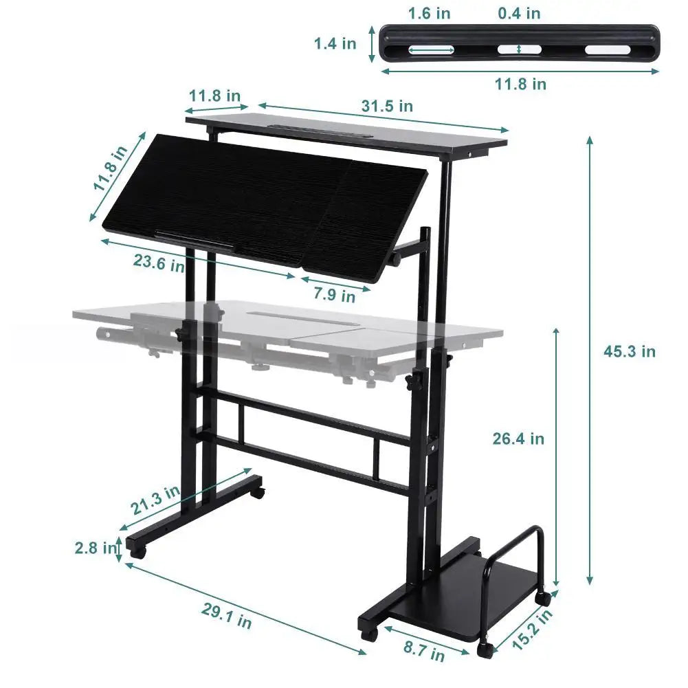 Mobile Standing Computer Workstation Home Office Desk with Wheels and Host Shelf - SJB-DIAMOND ELITES
