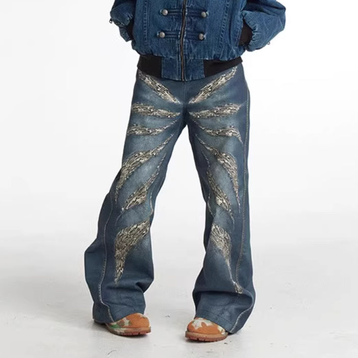 Original Digital 3D Full Printed Leopard Print Loose Jeans Lootquake LLC