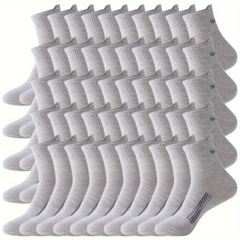 50 Pairs Of Men's Mid Crew Sport Socks, Sweat-absorbing Comfy Breathable Socks For Men's Basketball Training, Running Outdoor Activities Lootquake LLC
