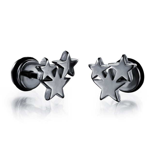 Small Black Punk Stud Earrings Pi-Mart