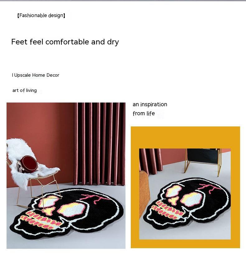 Special-shaped Fashion Black Skull Household Absorbent Non-slip Floor Mat Pi-Mart