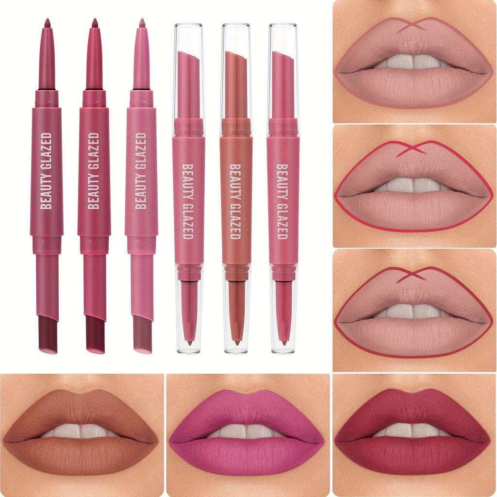 Double-headed Matte No Stain On Cup Lipstick Lip Liner Pi-Mart