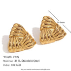 18K Gold Triangular Stud Earrings Ins Fashion Niche Style Retro Earrings For Women Jewelry Pi-Mart