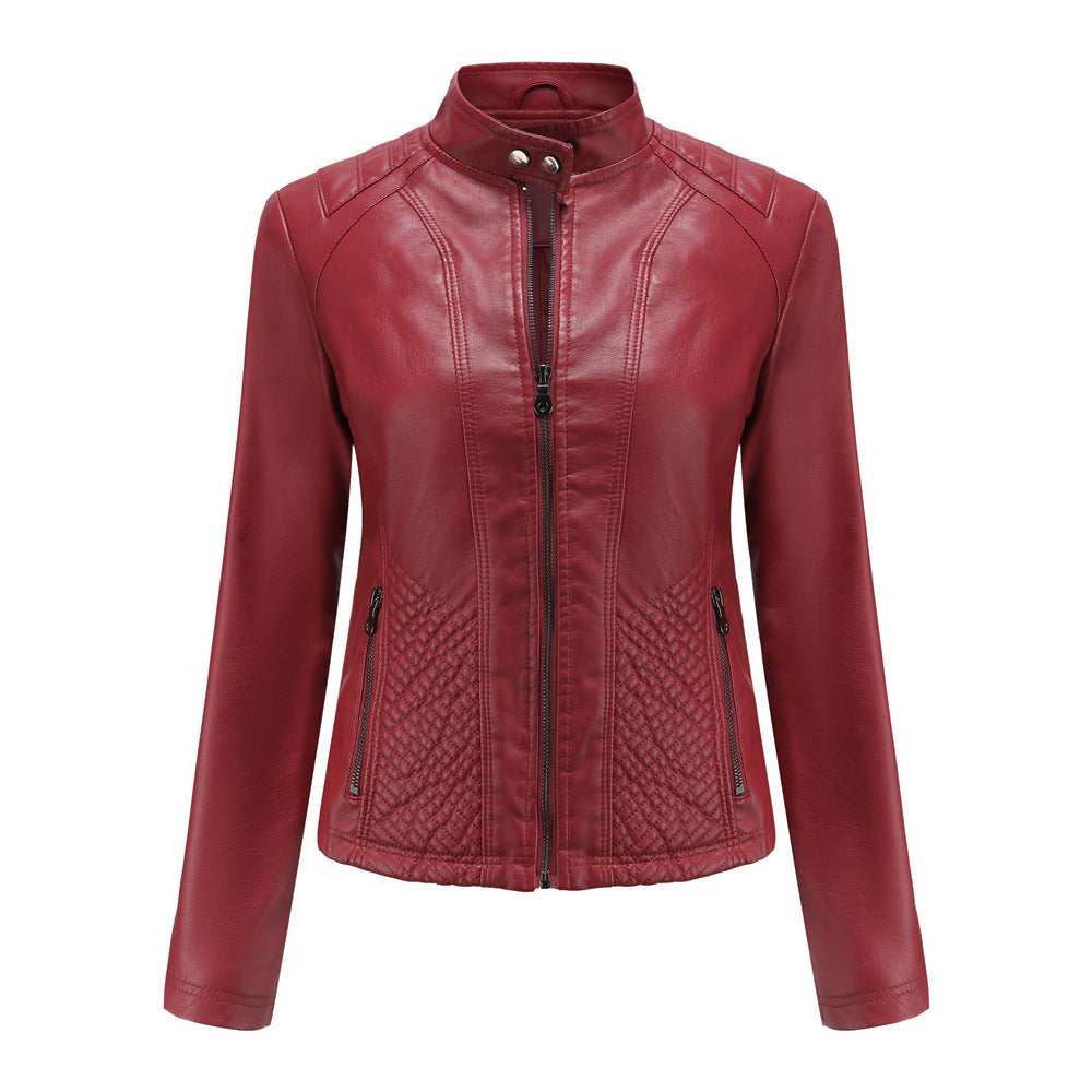 Autumn And Winter Casual Leather  Coat Long-sleeved Motorcycle Jacket Pi-Mart