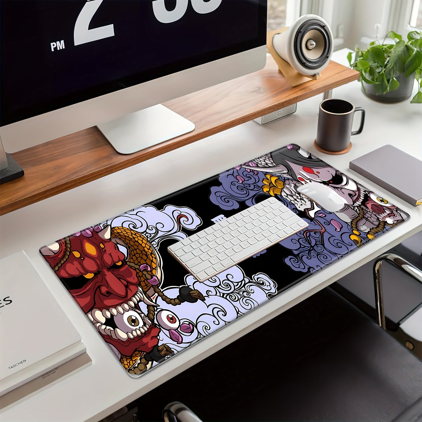 XXL Gaming Mouse Pad, Non-Slip Rubber Base Desk Mat, Washable Office Keyboard Pad with Japanese Oni Design, Mouse Pads for Desk Lootquake LLC