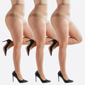 3 Pairs Plus Size Womens Sheer Tights 20D High Waist Control Top Pantyhose With Reinforced Toes - SJB-DIAMOND ELITES