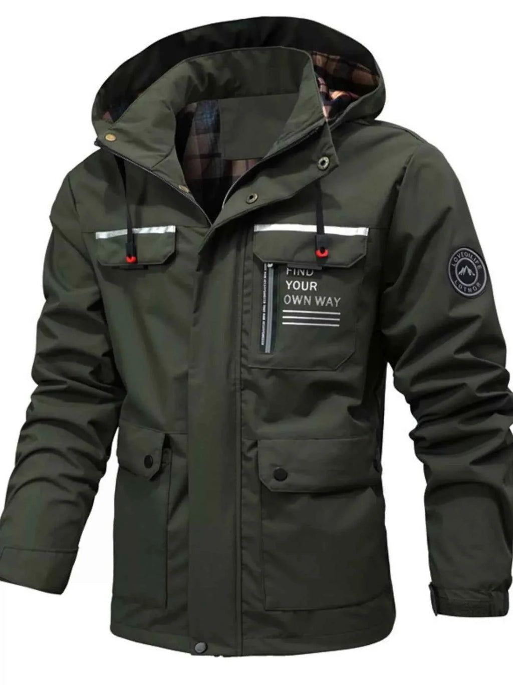 Men's Plus Size Hooded Outdoor Windproof Coat THRIXINE