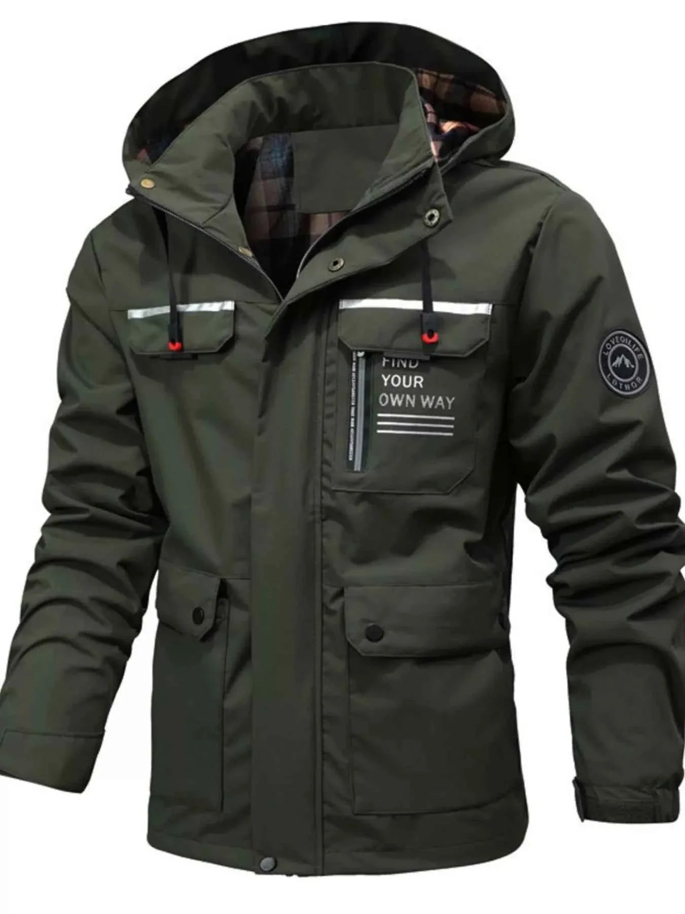 Men's Plus Size Hooded Outdoor Windproof Coat THRIXINE