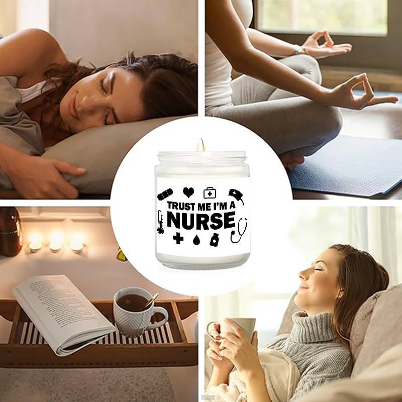 1pc Lavender Scented Candle 5.3oz - "Trust Me, I'm a Nurse" Design with Medical Symbols | Heartfelt Gift for Nurses, Nurse Appreciation, Graduation, Birthdays, Christmas | Soy Wax, Glass Container Lootquake LLC