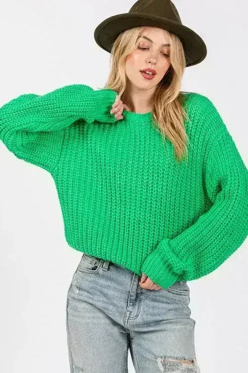 SAGE + FIG Round Neck Drop Shoulder Sweater - SJB-DIAMOND ELITES