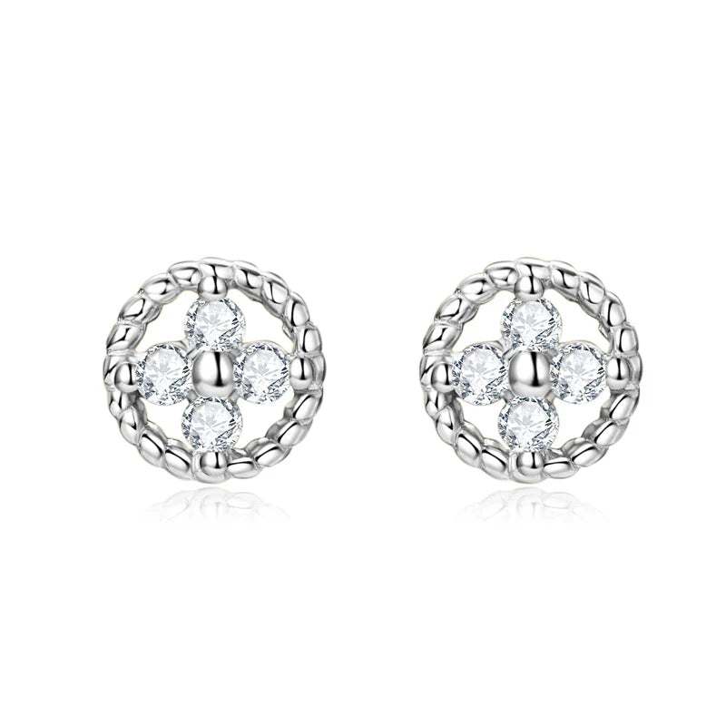 D-Color Moissanite Round Stud Earrings 925 Sterling Silver For Women Party BandsCo Straps