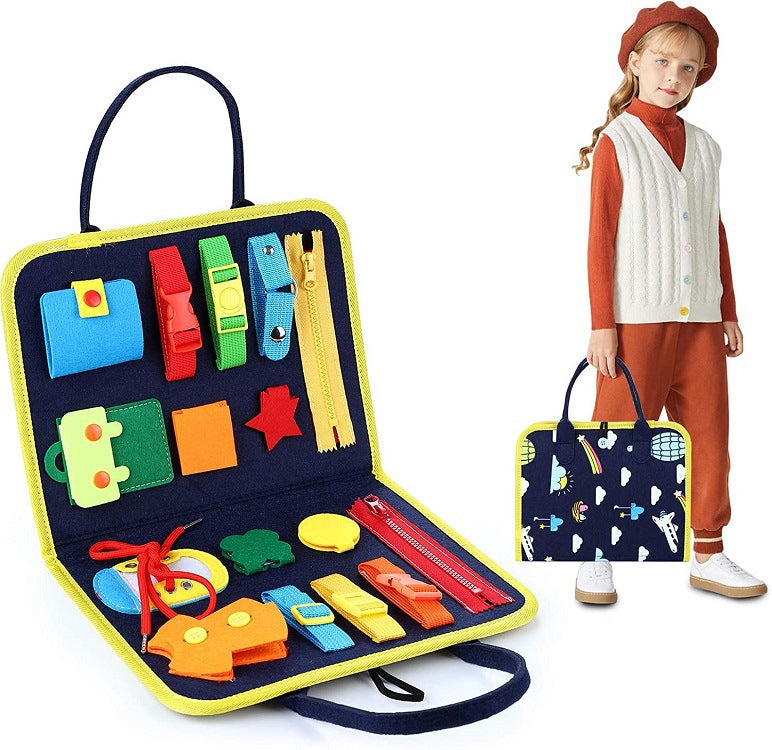 New Busy Book Children's Busy Board Dressing And Buttoning Learning Baby Early Education Preschool Sensory Learning Toy Pi-Mart
