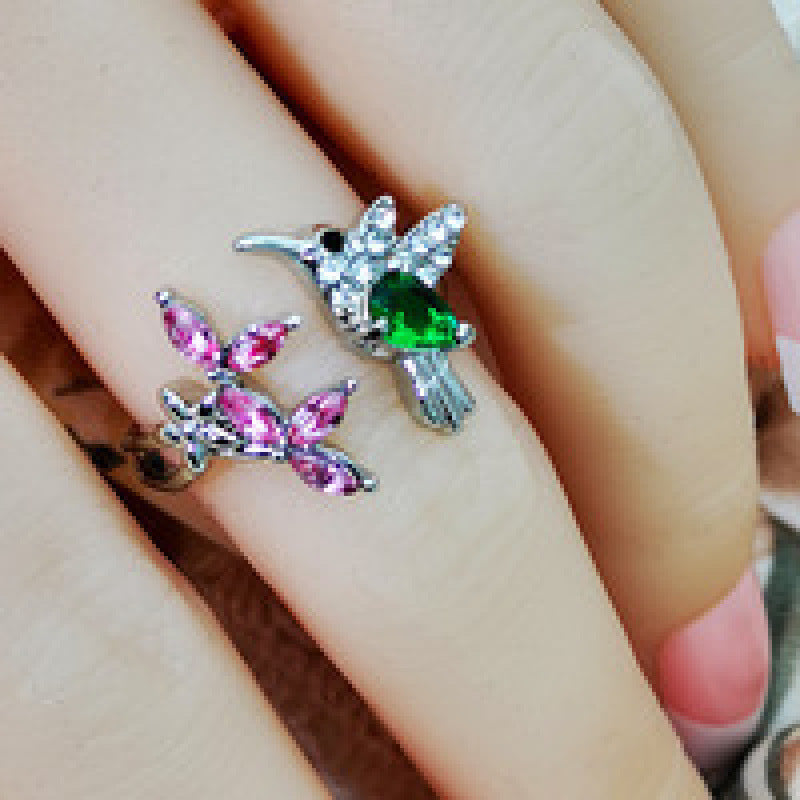 Hummingbird Jewelry Set Silver Plated Chain Necklace Stud Pi-Mart