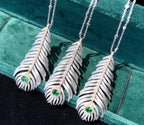 Light Luxury 925 Silver Brushed Feather Pendant Necklace
