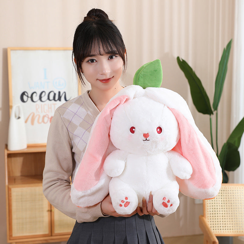 Kawaii Fruit Transfigured Bunny Plush Toy Cute Carrot Strawberry Turn Into Rabbit Plush Toy Kids Birthday Christmas Gift Muppet Pi-Mart