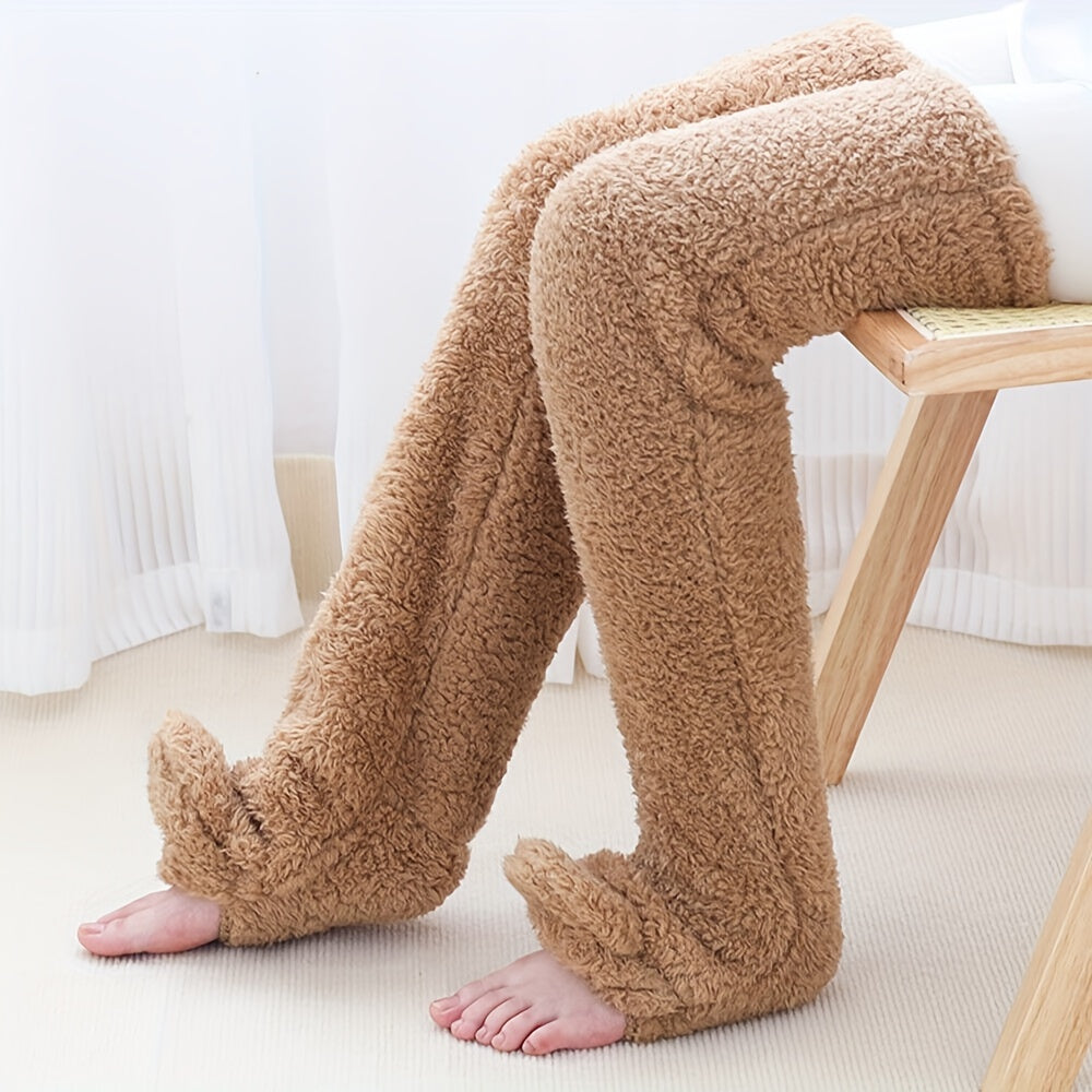 Fuzzy Thigh High Stockings, Warm Over-the-Knee Socks for Women, Solid Color Lootquake LLC