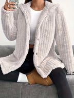 Hooded Loose Plush Coat Women's Regular Sleeve Pi-Mart