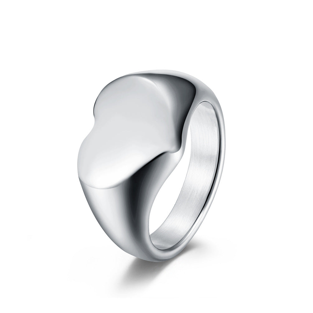 Unisex Style Titanium Steel Heart Shaped Love Ring Pi-Mart