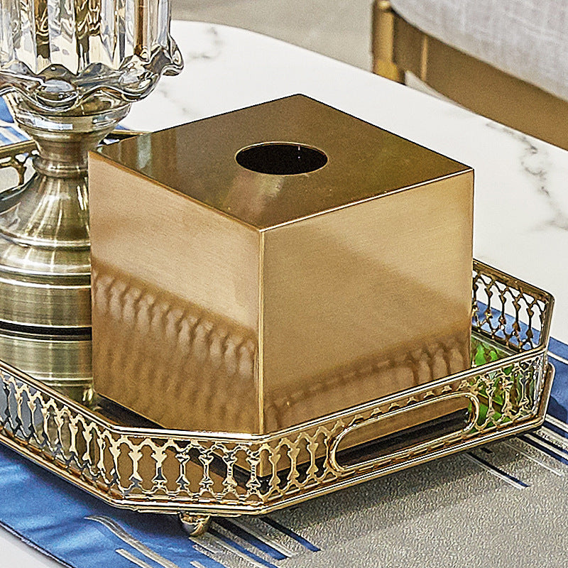 Brass Metal Small House Tissue Box Pi-Mart