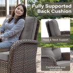 Outdoor Patio Furniture Set With 43In Fire Pit Table Brown Lootquake LLC