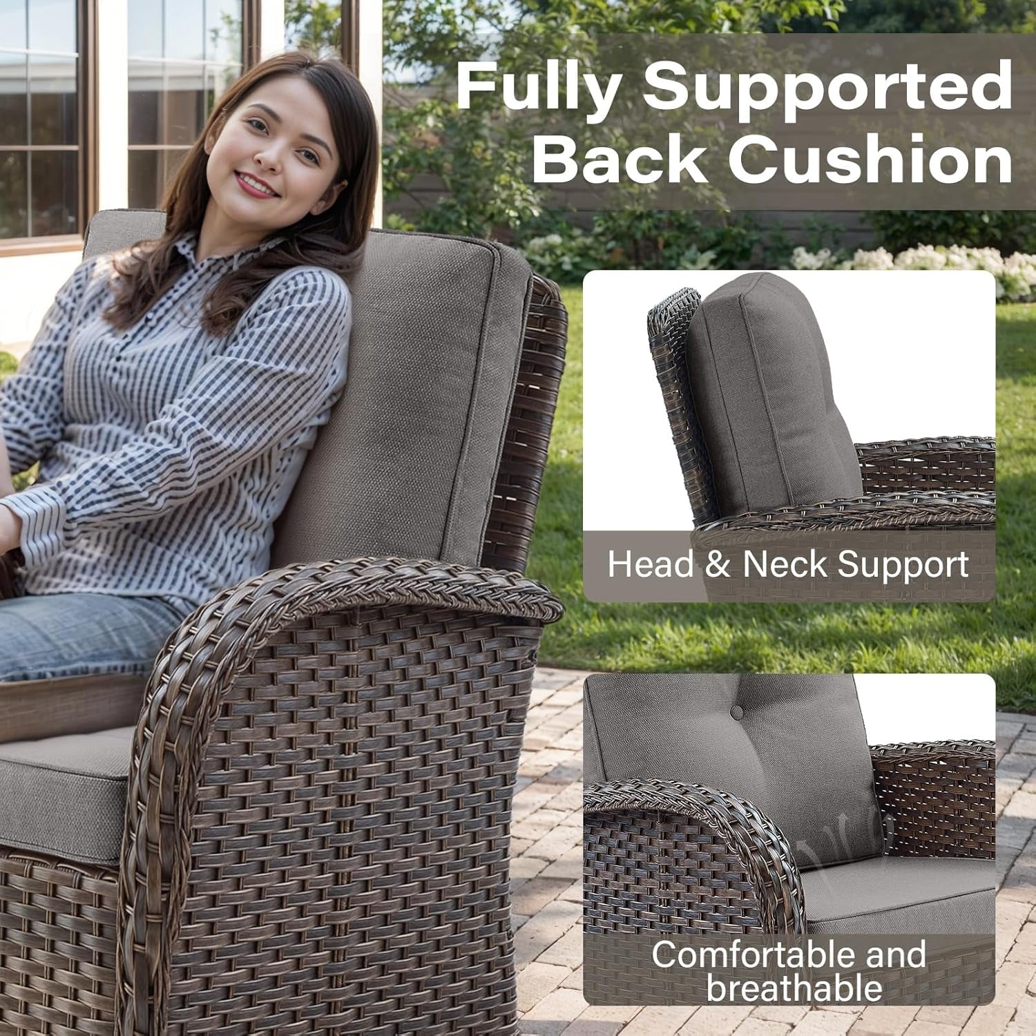 Outdoor Patio Furniture Set With 43In Fire Pit Table Brown Lootquake LLC