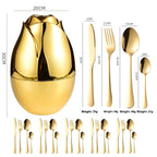 24 Pieces Stainless Steel Knife Fork And Spoon Western Dinner Set Ornaments Pi-Mart