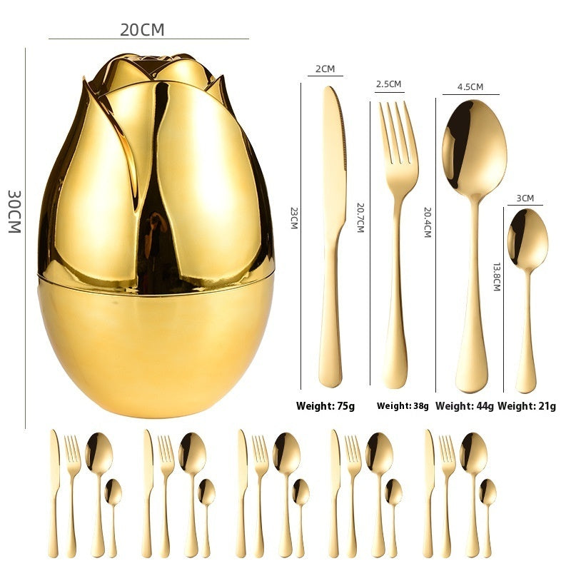 24 Pieces Stainless Steel Knife Fork And Spoon Western Dinner Set Ornaments Pi-Mart