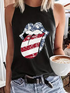 Ladies' Solid Color Lip Print Fashionable Off Shoulder Versatile Vest - SJB-DIAMOND ELITES