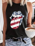 Ladies' Solid Color Lip Print Fashionable Off Shoulder Versatile Vest - SJB-DIAMOND ELITES