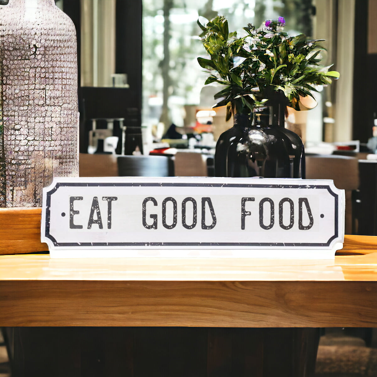 Farmhouse Wood Wall Sign Bless This Home Eat Good Food Rustic Hanging Plaque BandsCo Straps