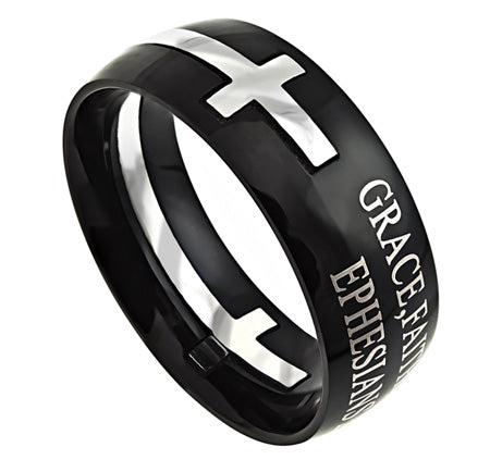 Black Square Double Cross Ring KingdomWear