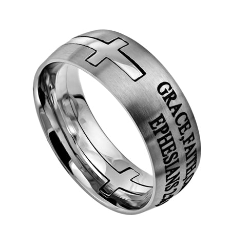 Silver Square Double Cross Ring KingdomWear
