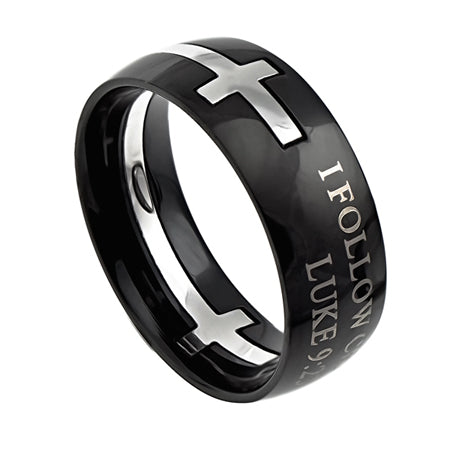 Black Square Double Cross Ring KingdomWear