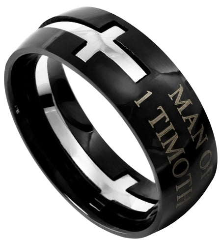Black Square Double Cross Ring KingdomWear
