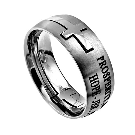 Silver Square Double Cross Ring KingdomWear