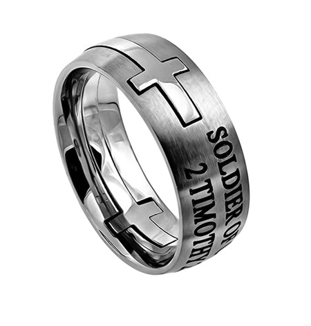 Silver Square Double Cross Ring KingdomWear
