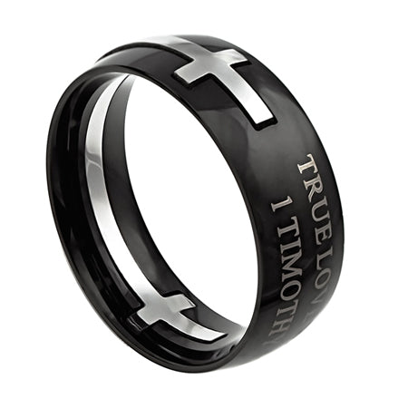 Black Square Double Cross Ring KingdomWear