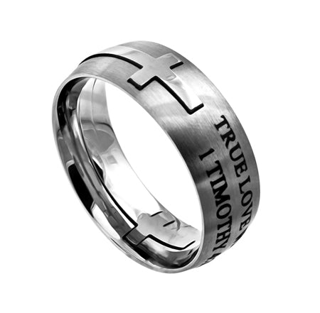 Silver Square Cross Ring - True Love Waits KingdomWear