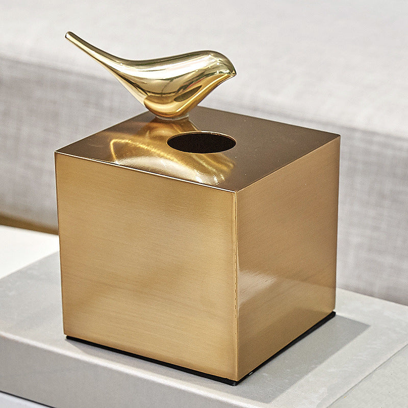 Brass Metal Small House Tissue Box Pi-Mart