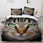 White Cute Cat Bedding Set Girl Ladies Bedroom Comfort Duvet Cover Pi-Mart